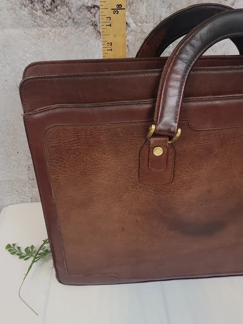 Cole Haan Leather Briefcase Vintage Cognac Brown Bag